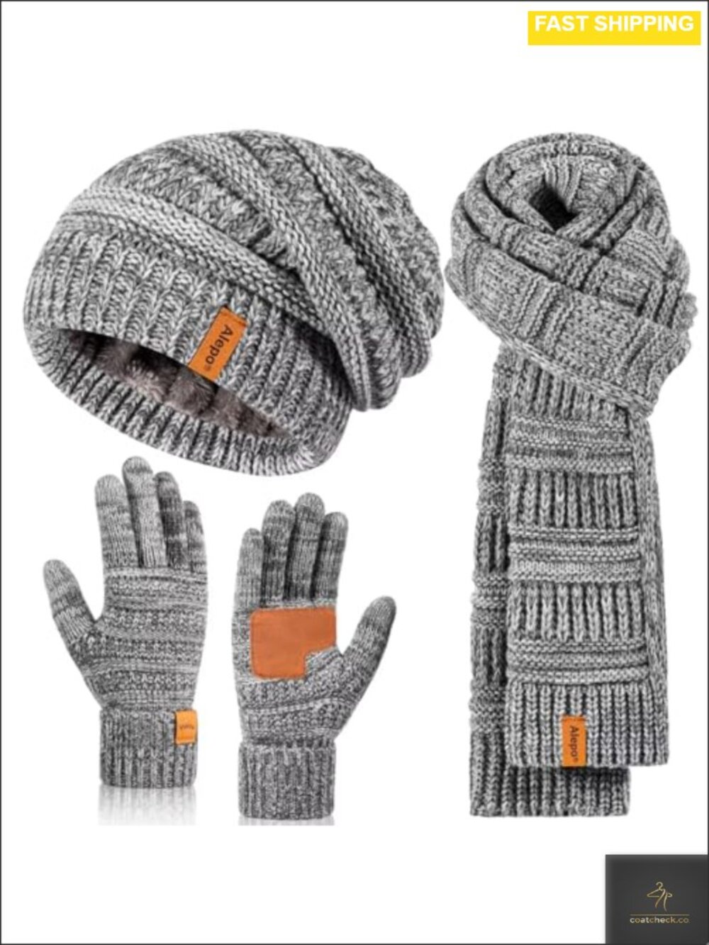 Women's Winter Beanie Hat Scarf Gloves Set Acrylic Slouchy Touchscreen 3-in-1